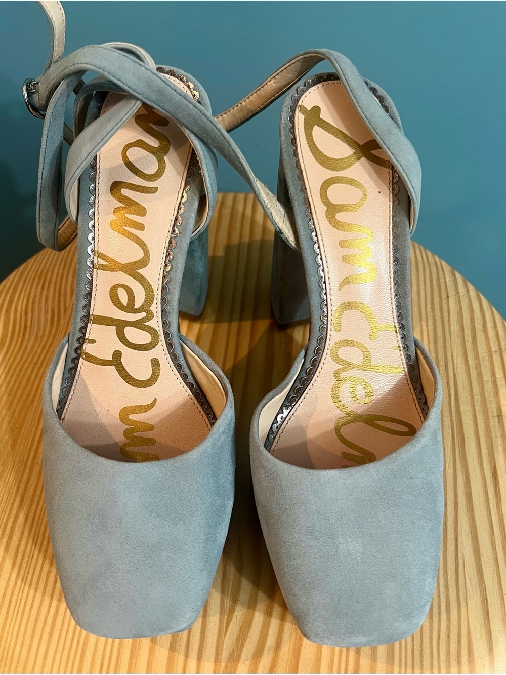 Sam Edelman Yaro Suede Platform Block Heel Sandals Gray 8.5